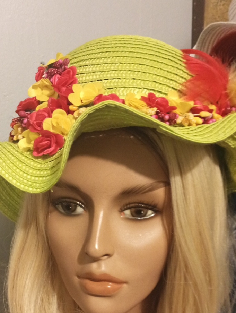 Floral Trim Lime Green Women's Sun Hat